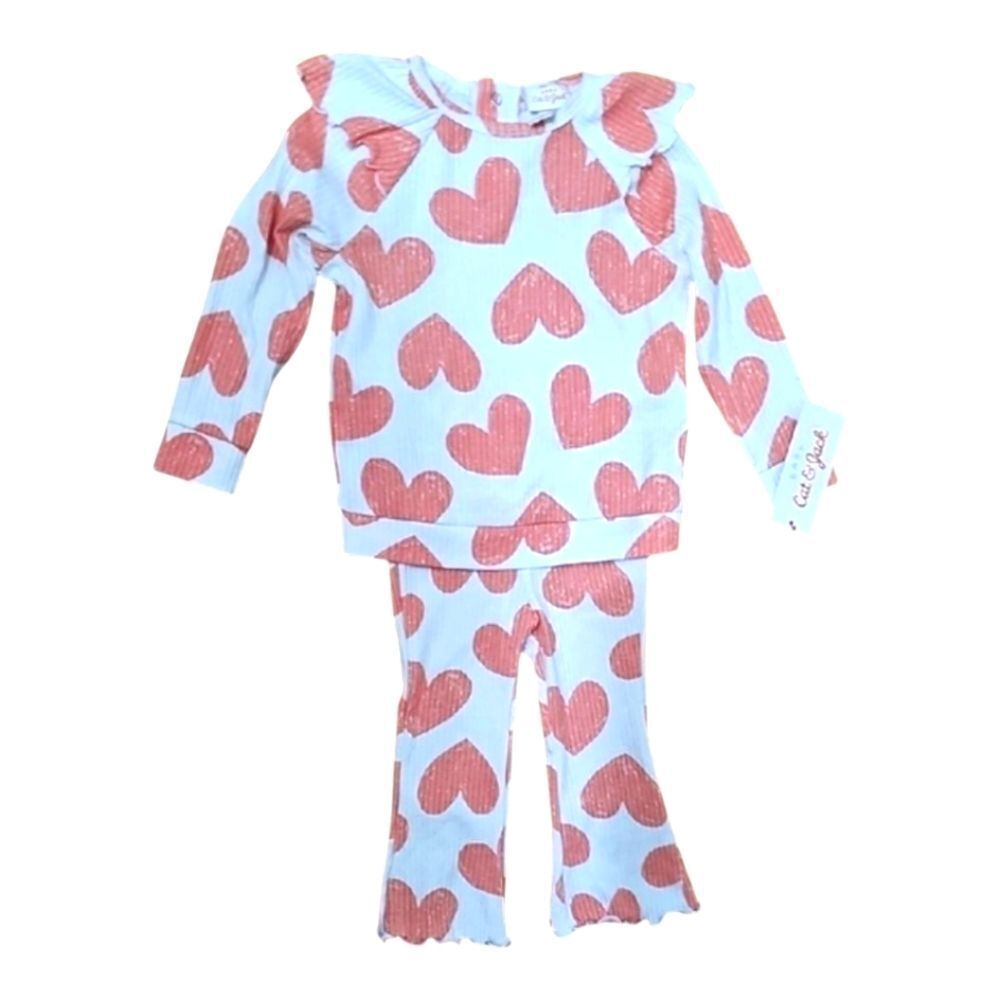 Baby Girls Pink Heart Pattern Cloths Set Size 12M